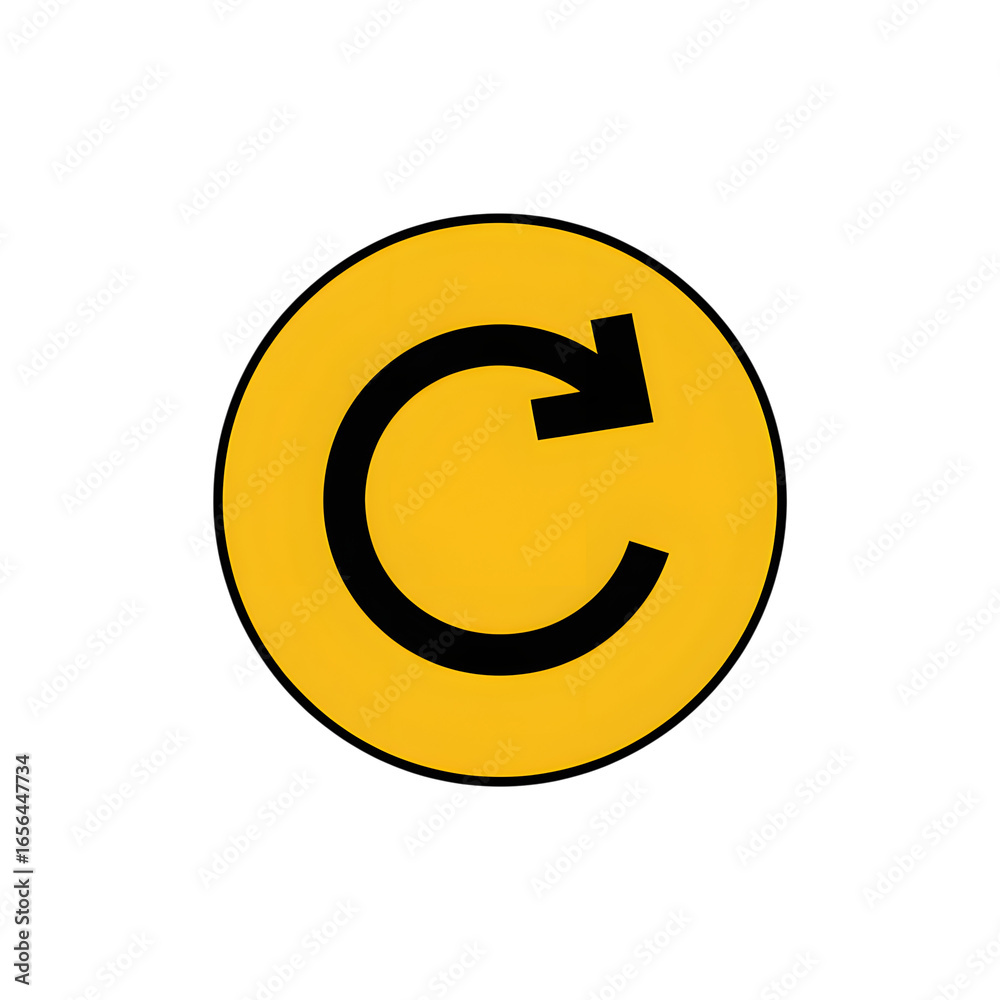 Black refresh icon over yellow round isolated on transparent white background Black refresh icon over yellow round isolated on transparent white background