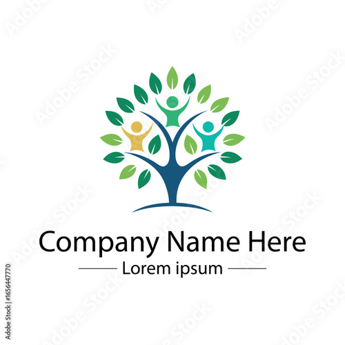 Modern Family Tree Logo design with  tree and genealogy symbol
