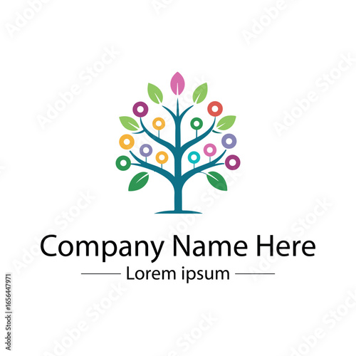 Modern Family Tree Logo design with  tree and genealogy symbol