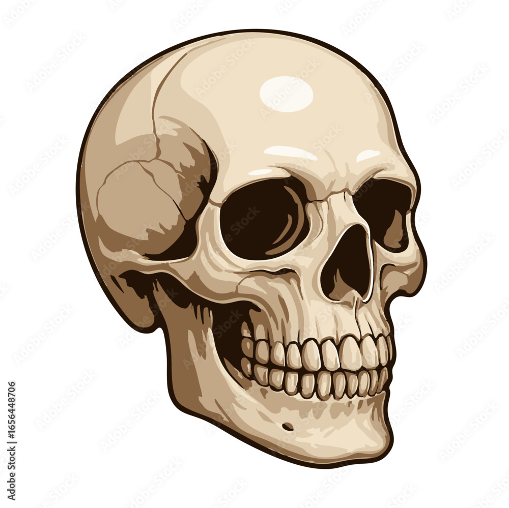 Obraz premium Human skull isolated on white background. Vector illustration