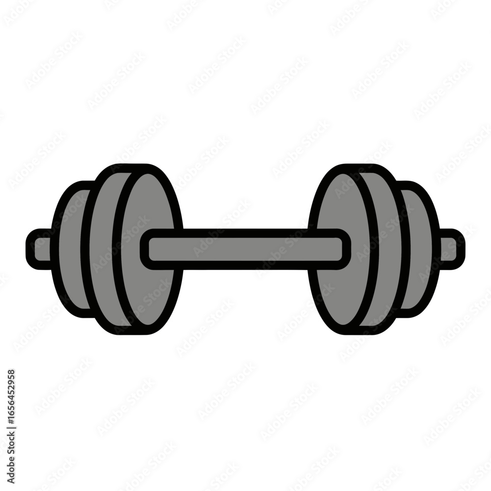 Naklejka premium A simple illustration of a dumbbell with grey weights.