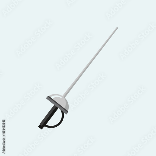 A fencing sword with a black grip and silver blade.