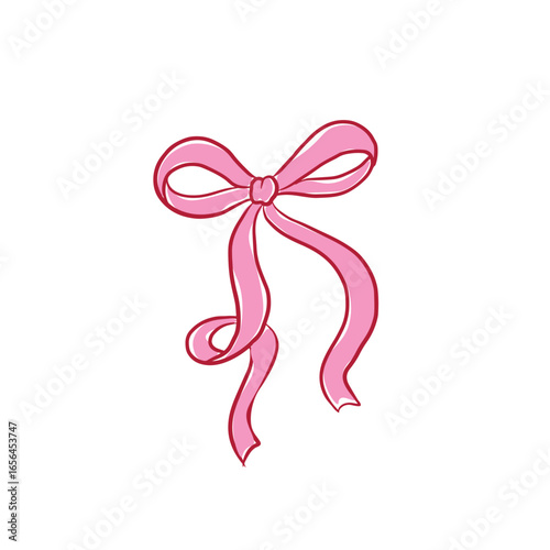Cute pin bow vector. Cute pink ribbon vector