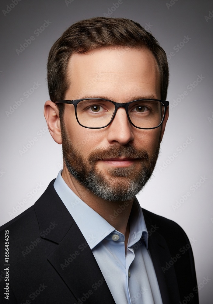 Professional Portrait of White Man with Beard and Glasses Professional Portrait of White Man with Beard and Glasses