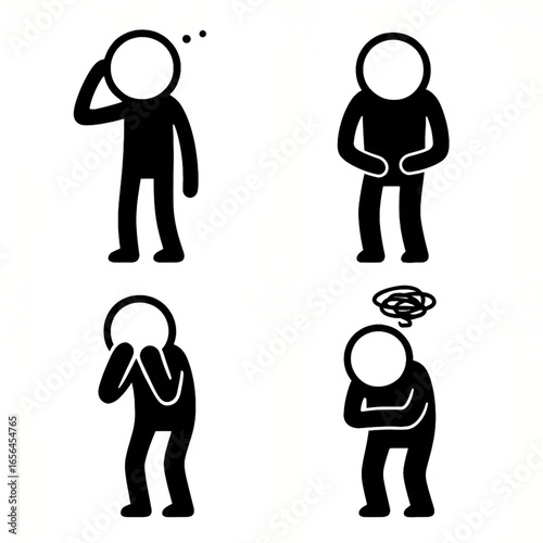 Stick figure illustration of sadness stress anxiety crying and emotional struggle