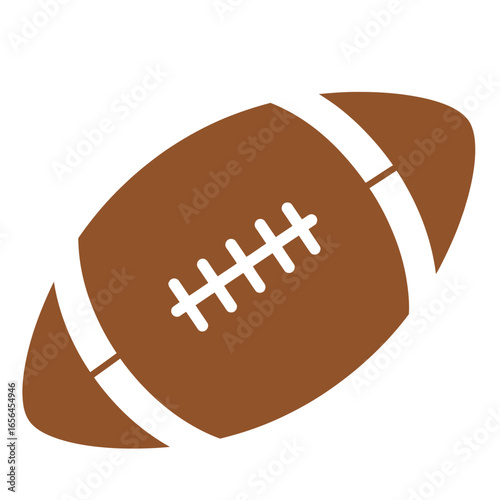 Brown football with white laces on a white background.