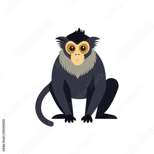 Gibbon Illustration Detailed Vector Artwork of a Gibbon on a White Background