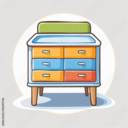 Colorful Cartoon Chest Of Drawers Illustration