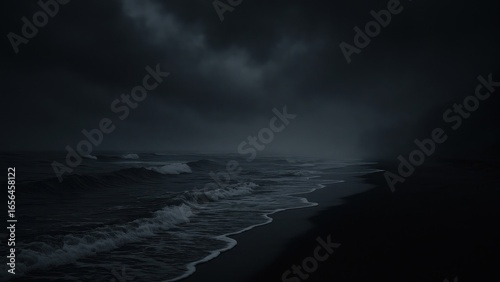 Fototapeta Naklejka Na Ścianę i Meble -  Dark stormy beach waves