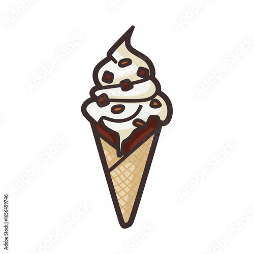 ice cream cone with sprinkles in color vector