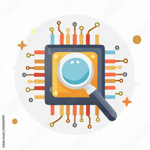 Colorful Chip With Magnifying Glass