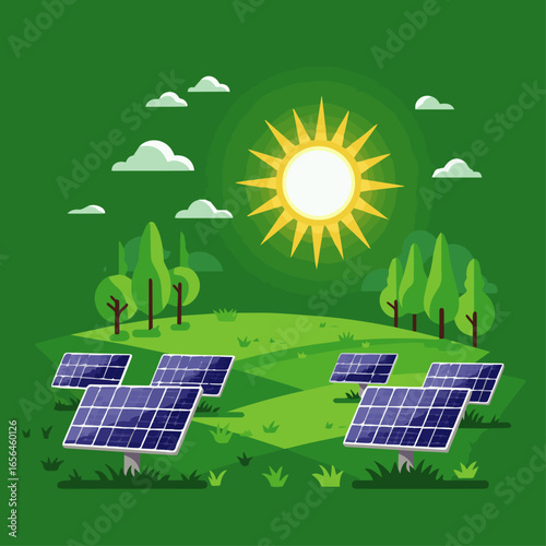 Eco-friendly power generation using solar panels in nature