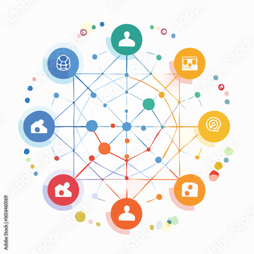 Abstract Colorful Network Diagram
