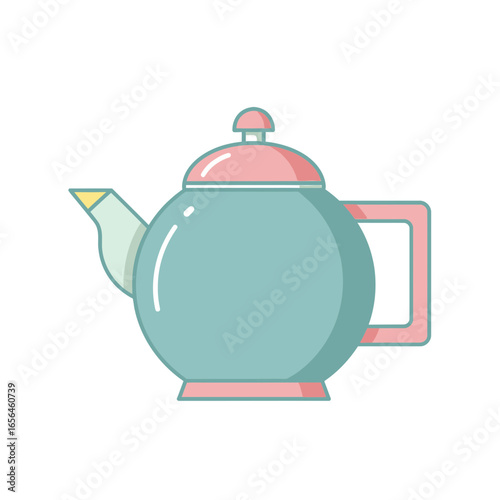 A pastel colored teapot with a handle and spout.