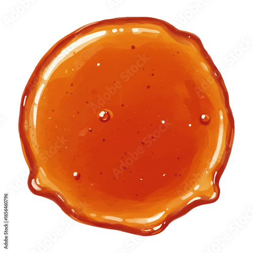 Vector watercolor Maple syrup round frame/ 水彩テイストのメープルシロップ風円形フレーム