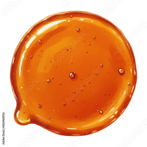 Vector watercolor Maple syrup round frame/ 水彩テイストのメープルシロップ風円形フレーム