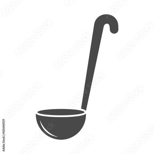 Simple silhouette of a ladle on a white background.