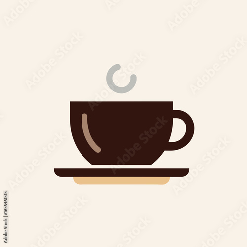 A steaming cup of coffee sits on a saucer.