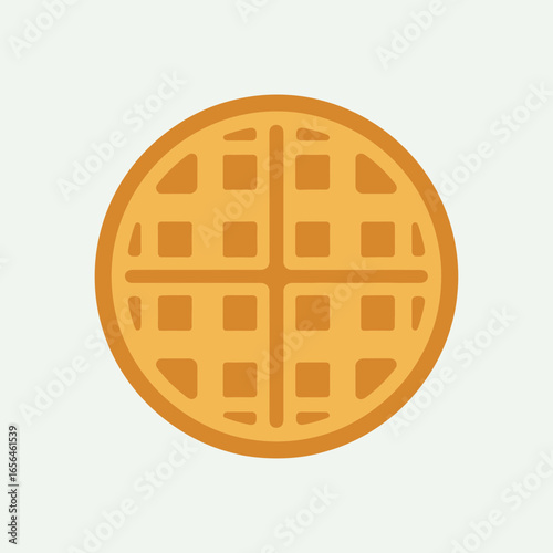 Round waffle with grid pattern on a light background.