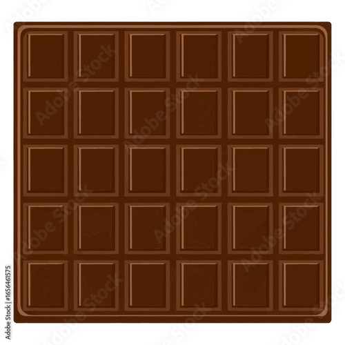 A dark chocolate bar with many squares.
