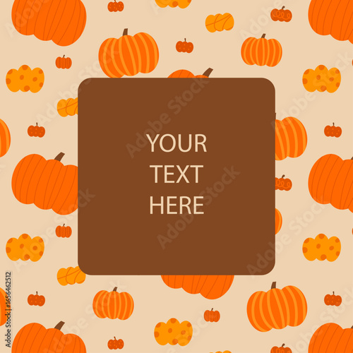 Social media square template-pumpkin seamless vector pattern.