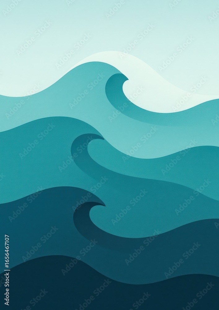Fototapeta premium Abstract ocean waves illustration.