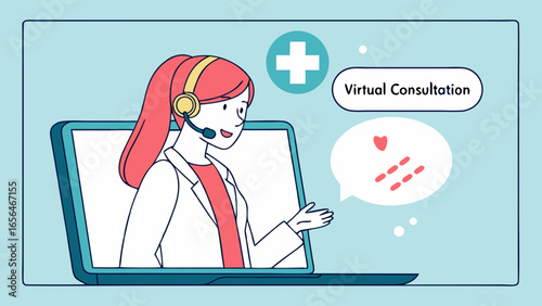 Woman Doctor in Virtual Consultation with Headset.
