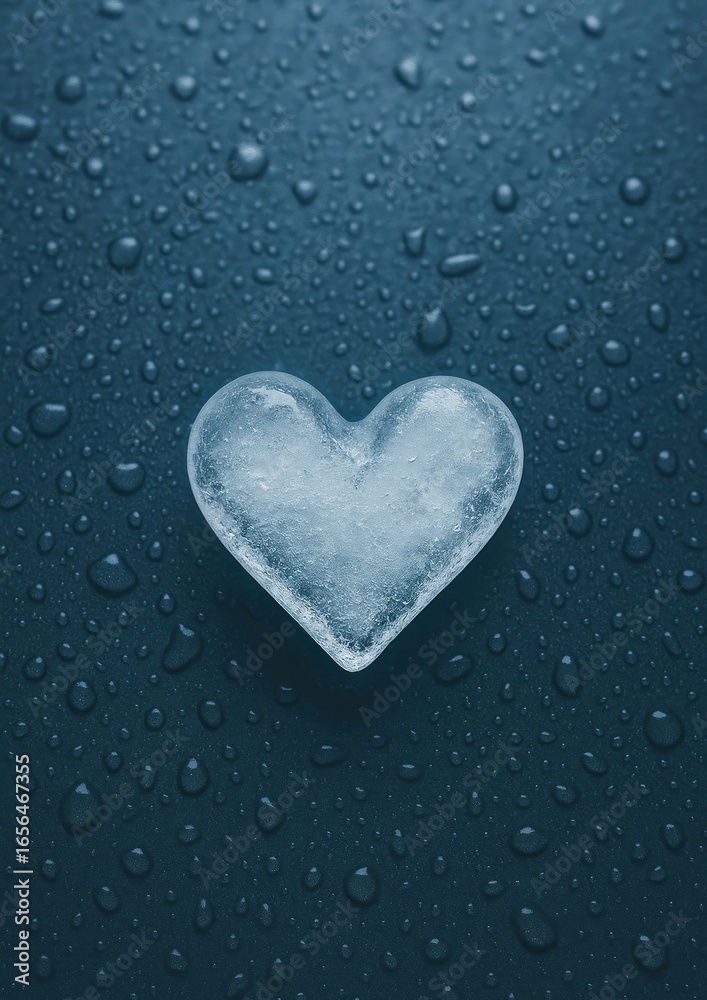 Obraz premium Heart-shaped ice on water.