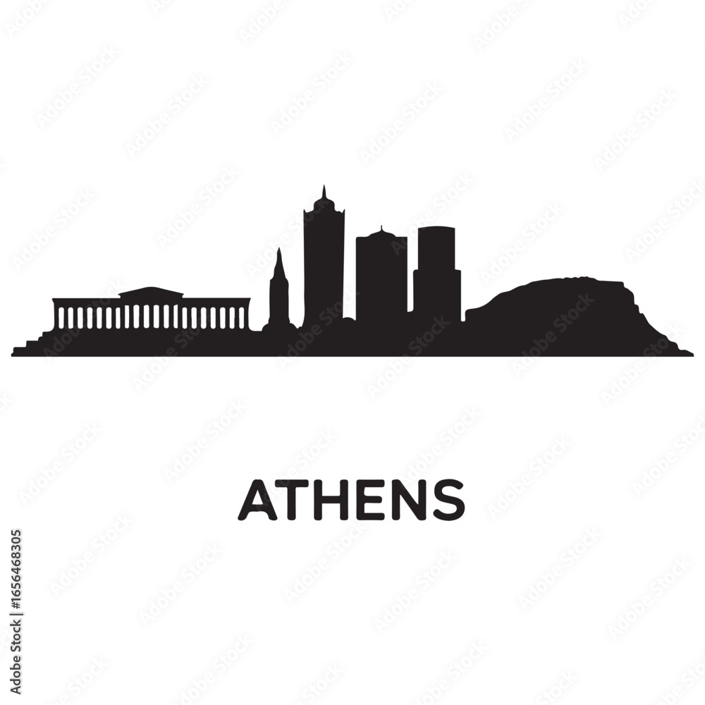 Fototapeta premium Athens, Georgia skyline silhouette. Vector illustration. Vector black silhouette. with white background
