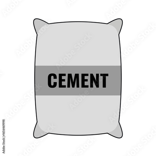 A gray bag with the word cement on it isolated on white.