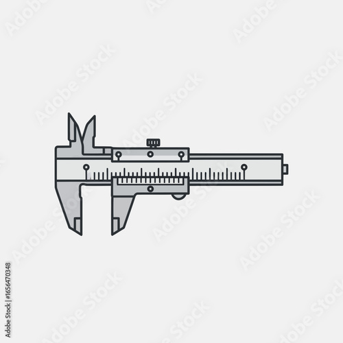 Gray caliper tool used for precise measurement against a light background.