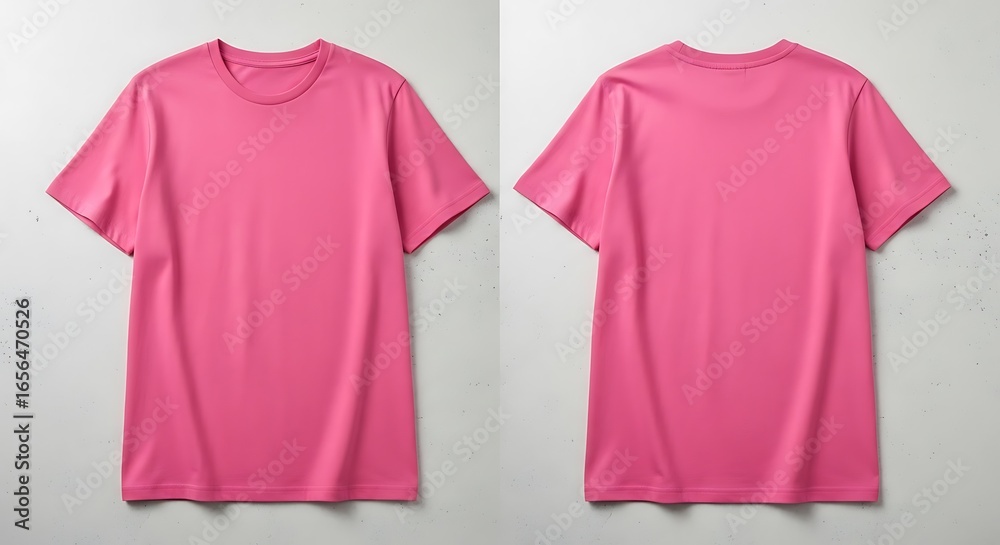 Plain Pink T-Shirt Mockup Front and Back View of a Soft Cotton Tee Plain Pink T-Shirt Mockup Front and Back View of a Soft Cotton Tee