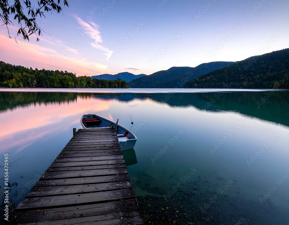 Obraz premium Peaceful lake sunrise