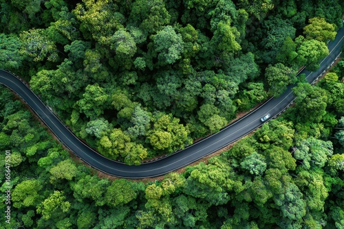 Aerial top view road in forest with car to start the new year 2026 Goal plan action, Business target and growth strategy. Business annual plan and development for achieving goals and success