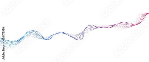 Flowing Dot Wave halftone gradient pattern on transparent background	
