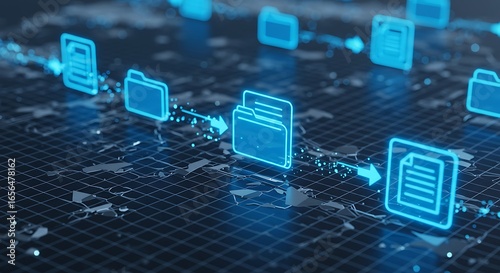 Abstract Data Transfer Neon Blue Network Illustration