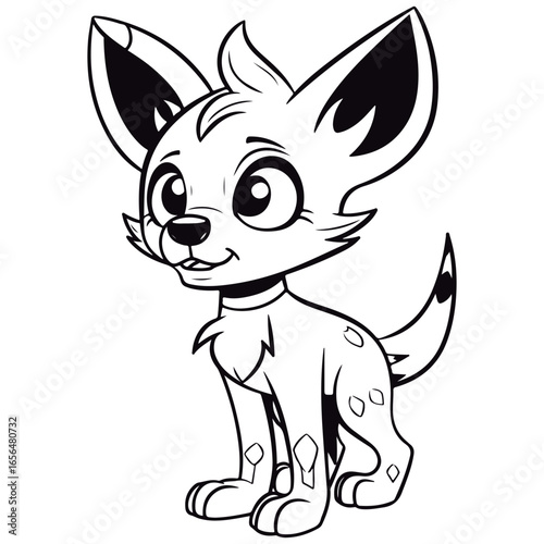 Coloring book for kids Jackal kawai vector Black vector illustration.