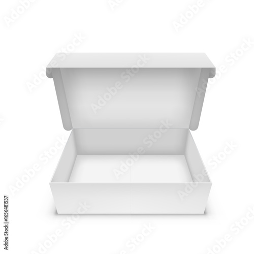 3D Open White Blank Cardboard Box With Flip Top