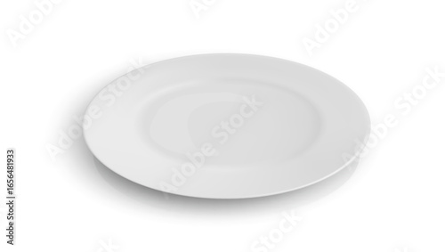 3D Realistic White Ceramic Plate With Shadow
