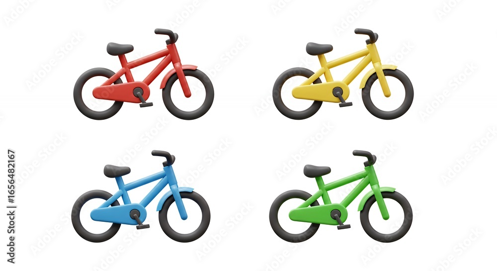 Obraz premium Four colorful childrens bicycles