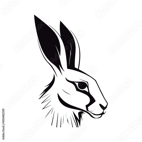Coloring book for children Hare head Black and white vector illustration.