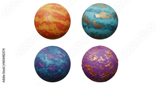 Wallpaper Mural Four colorful planets design illustration Torontodigital.ca
