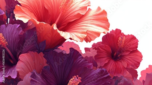 Wallpaper Mural Vibrant hibiscus blossoms in a mix of red and purple Torontodigital.ca