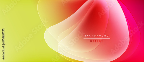 Abstract flowing shapes, vibrant colors blend. Yellow transitions to red, creating dynamic visual effect. Modern design element.