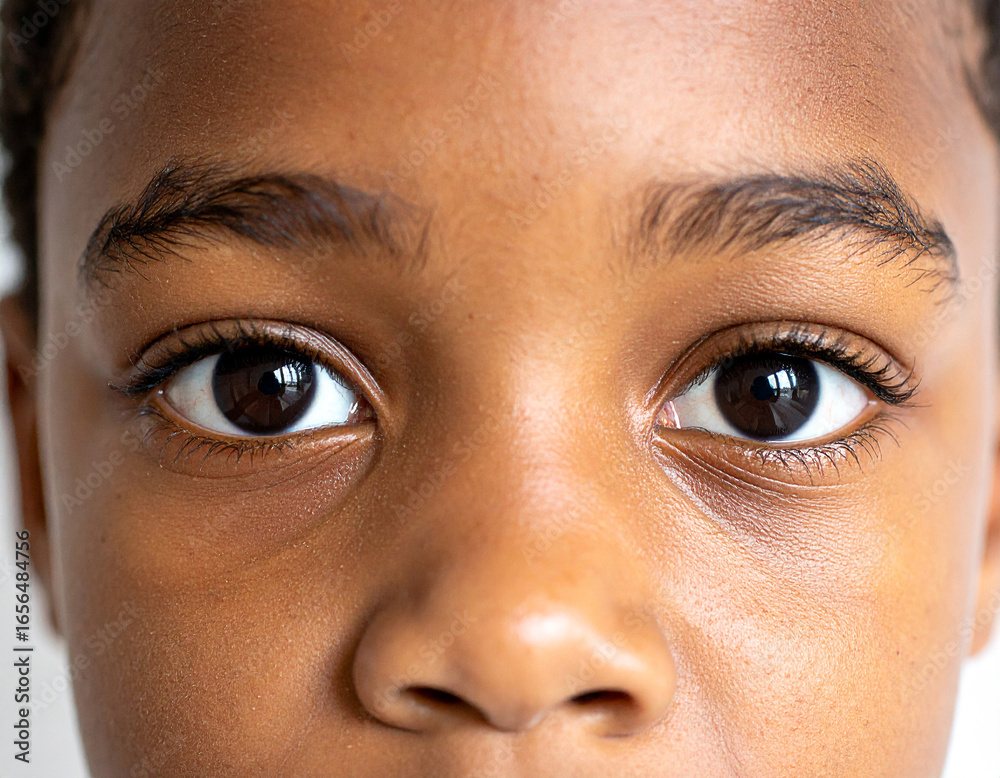 Naklejka premium Close-Up of Young Boy’s Curious Eyes