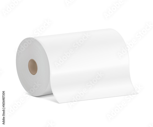 Roll plastic film mockup. Vector illustration isolated on white background. Easy to use for presentation your product, idea, promo, design. EPS10.
