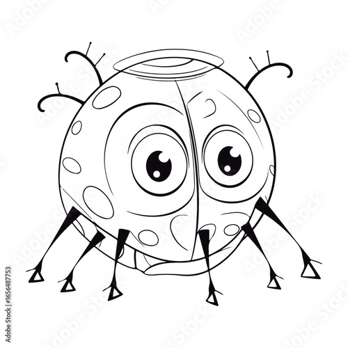 Coloring book for kids baby Beetles kawai vector.