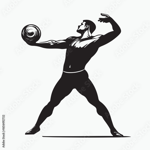silhouette of a discus thrower