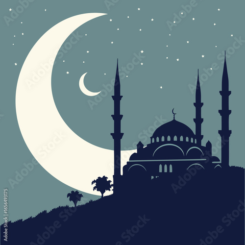 blue mosque at night