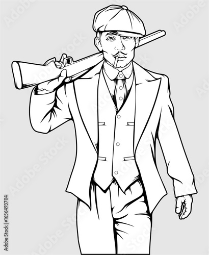 gangster illustration for t shirt design